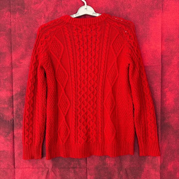 MERONA WOMEN'S PULLOVER SWEATER RED MIXED CABLE KINT CREW NECK SIZE M (MEDIUM ) - Picture 3 of 8